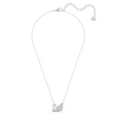 Swan necklace, Swan, White, Rhodium plated